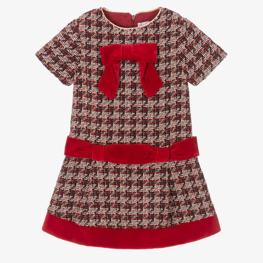 Patachou-Красное платье из твида и вискозы для девочек  | Childrensalon Outlet