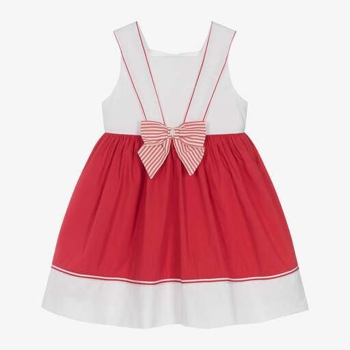 Patachou-Girls Red & White Cotton Dress | Childrensalon Outlet