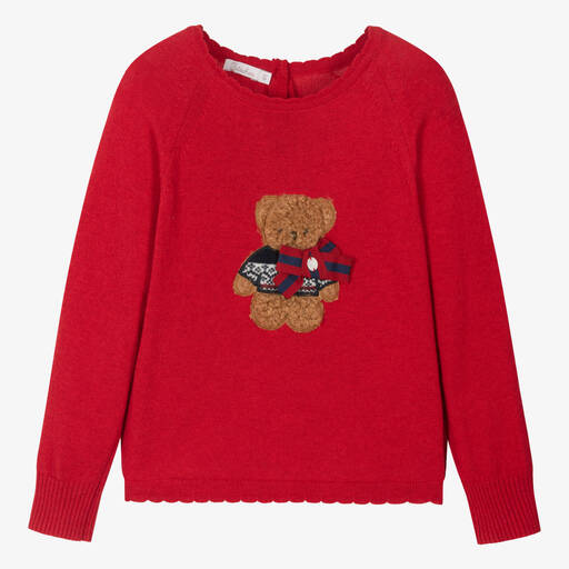 Patachou-Girls Red Wool & Cashmere Sweater | Childrensalon Outlet