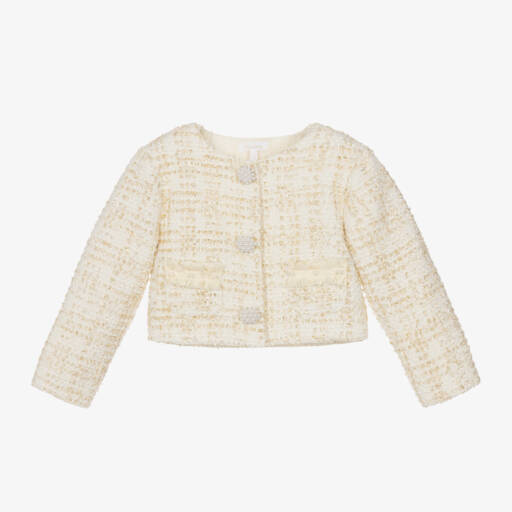 Patachou-Girls Sparkling Gold Tweed Coat | Childrensalon Outlet