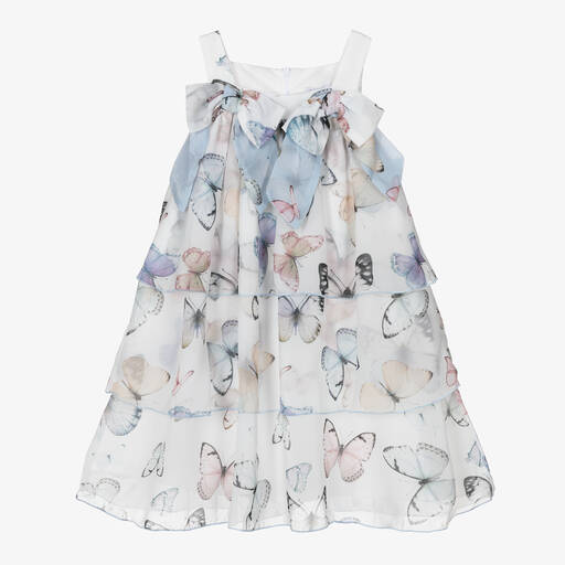 Patachou-Girls Tiered Chiffon Butterfly Dress | Childrensalon Outlet
