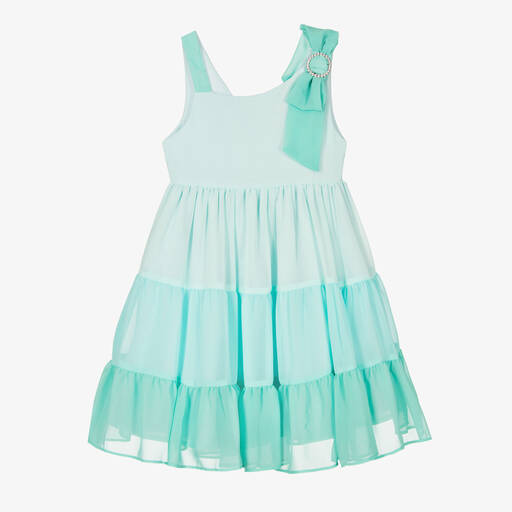 Patachou-Girls Turquoise Blue Chiffon Dress | Childrensalon Outlet