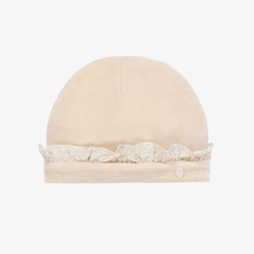 Patachou-Girls Velour Beige Bonnet | Childrensalon Outlet