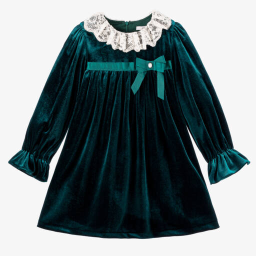 Patachou-فستان مخمل لون أخضر | Childrensalon Outlet