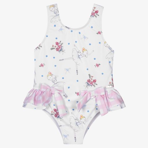 Patachou-Girls White Ballerina Swimsuit | Childrensalon Outlet