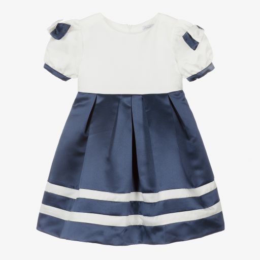 Patachou-Бело-синее атласное платье для девочек | Childrensalon Outlet