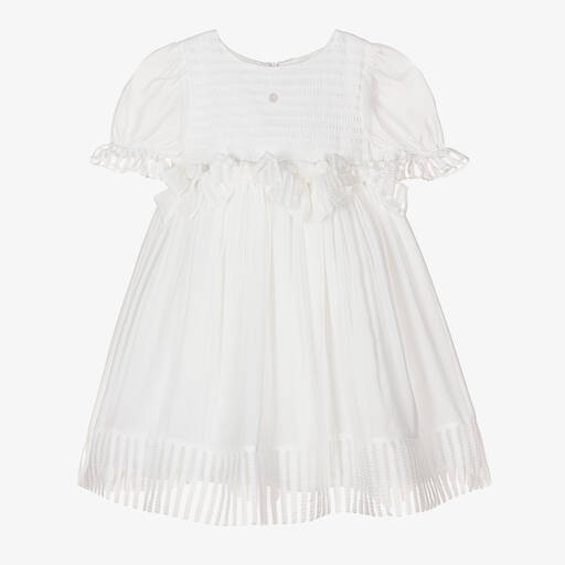 Patachou-Girls White Chiffon Dress | Childrensalon Outlet