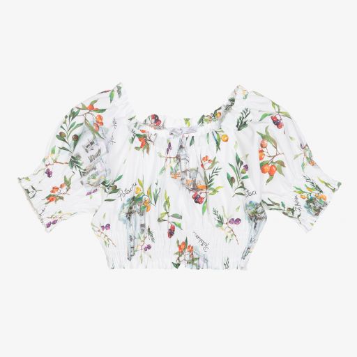 Patachou-Girls White Cotton Blouse | Childrensalon Outlet