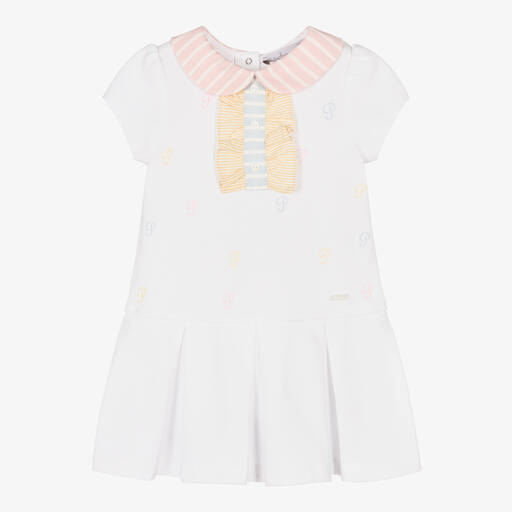 Patachou-Girls White Cotton Piqué Dress | Childrensalon Outlet