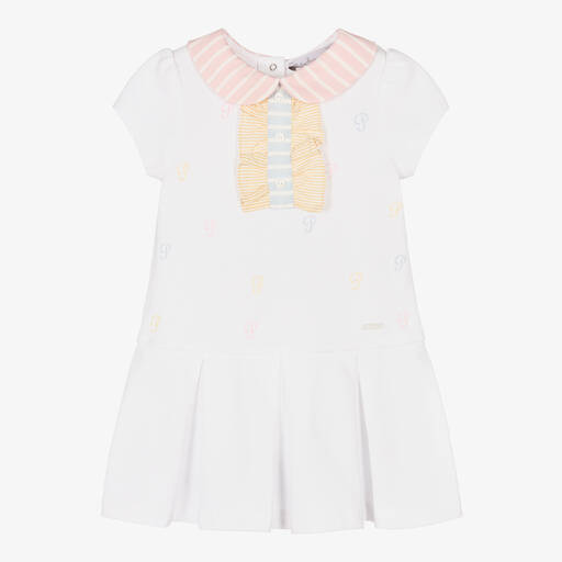 Patachou-Robe blanche en piqué coton | Childrensalon Outlet