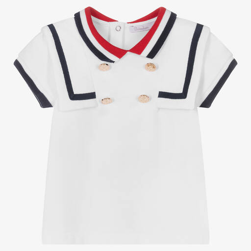 Patachou-Белая рубашка поло из хлопка  | Childrensalon Outlet