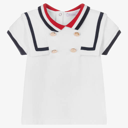 Patachou-Girls White Cotton Polo  | Childrensalon Outlet