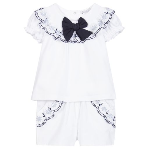 Patachou-Белый хлопковый комплект с шортами для девочек | Childrensalon Outlet