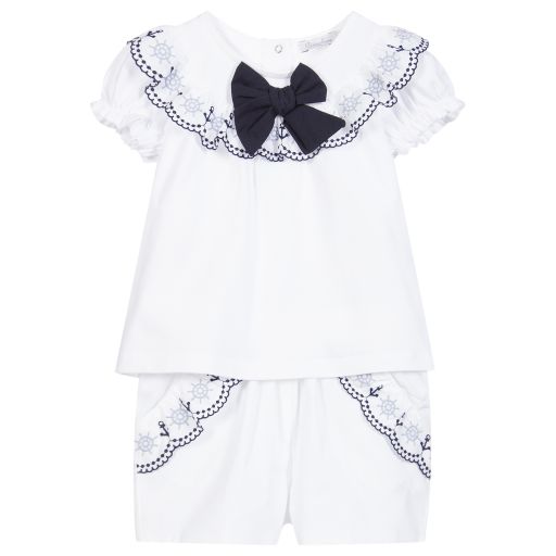 Patachou-Ensemble short blanc en coton Fille | Childrensalon Outlet