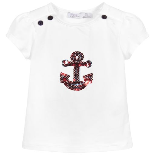 Patachou-Girls White Cotton T-Shirt | Childrensalon Outlet