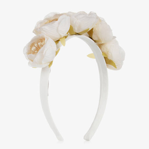 Patachou-Girls White Floral Hairband | Childrensalon Outlet