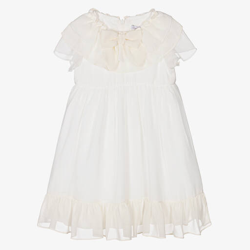 Patachou-Girls White & Ivory Chiffon Dress | Childrensalon Outlet