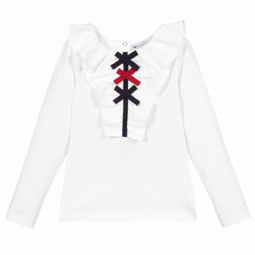 Patachou-Girls White Jersey Top  | Childrensalon Outlet