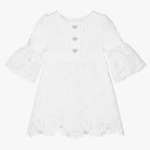 Patachou-Белое платье с кружевом для девочек | Childrensalon Outlet