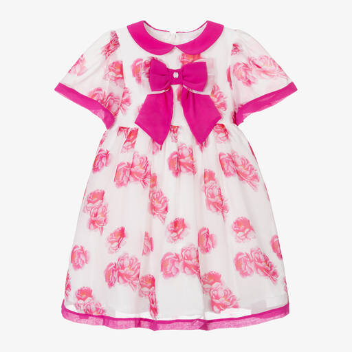 Patachou-Girls White & Pink Chiffon Dress | Childrensalon Outlet