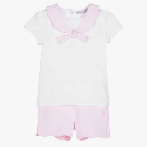 Patachou-Girls White & Pink Shorts Set | Childrensalon Outlet
