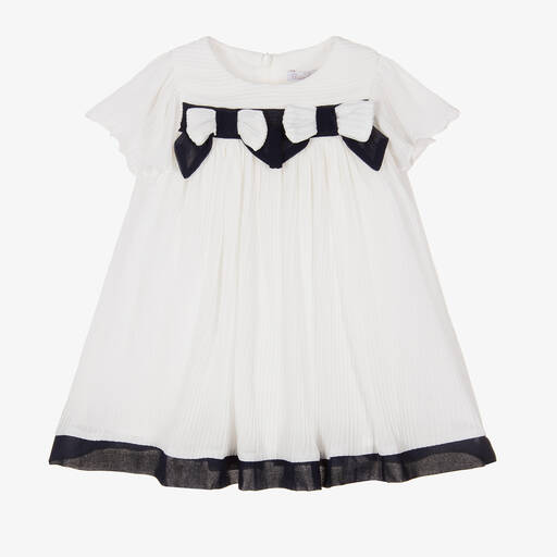 Patachou-Girls White Pleated Chiffon Dress | Childrensalon Outlet