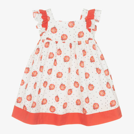 Patachou-Girls White & Red Ladybird Print Dress | Childrensalon Outlet