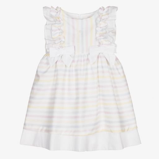Patachou-Girls White Striped Dress | Childrensalon Outlet