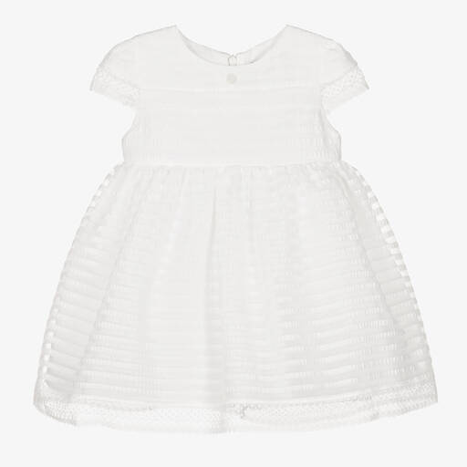 Patachou-Robe blanche rayée en organza fille | Childrensalon Outlet