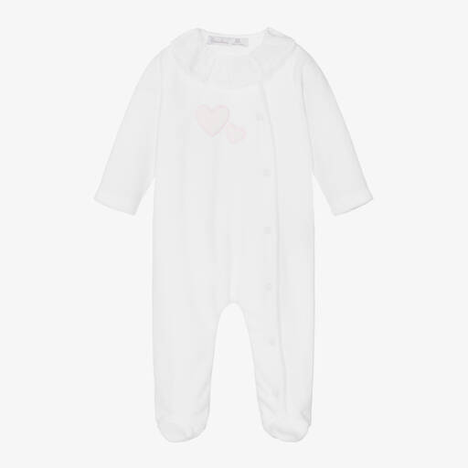 Patachou-Girls White Velour Babygrow | Childrensalon Outlet