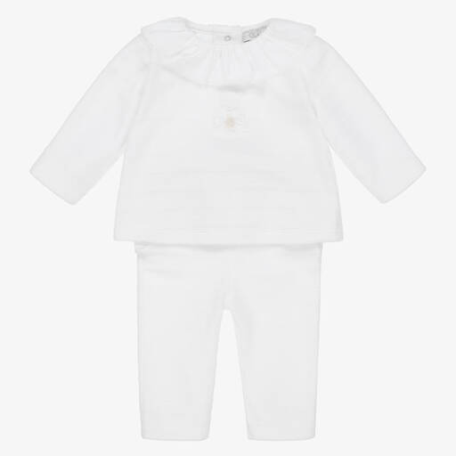 Patachou-Girls White Velour Trouser Set | Childrensalon Outlet