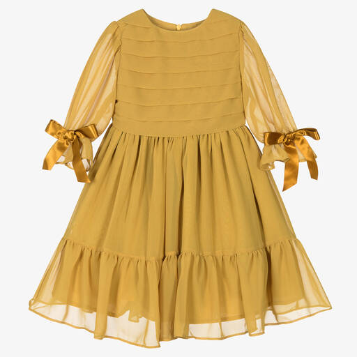 Patachou-Girls Yellow Chiffon Dress | Childrensalon Outlet