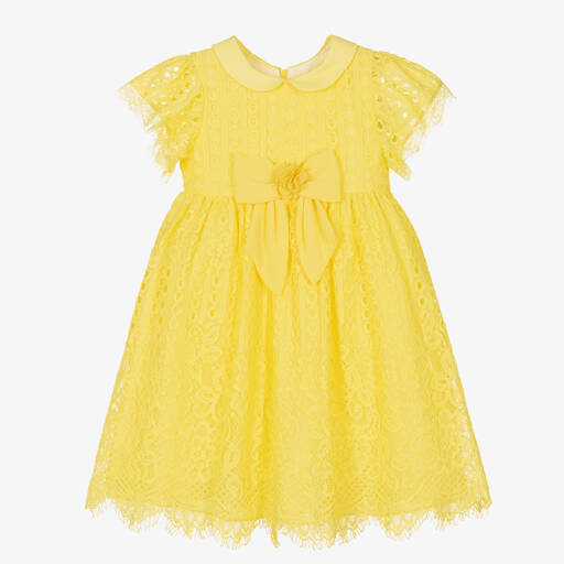 Patachou-Желтое кружевное платье с цветочным узором для девочек | Childrensalon Outlet