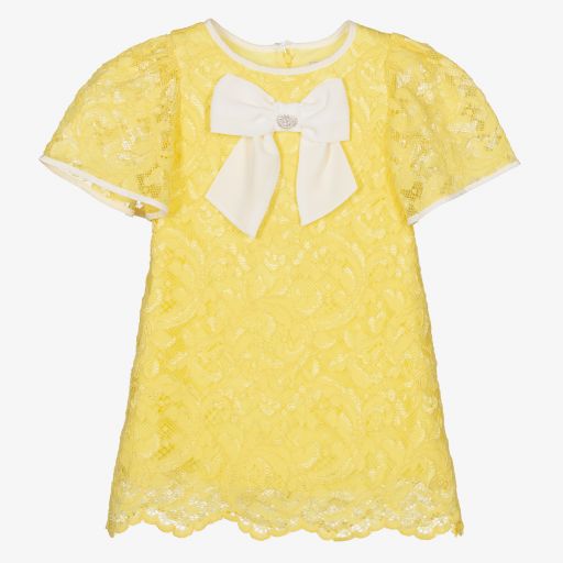 Patachou-Girls Yellow Lace Dress | Childrensalon Outlet