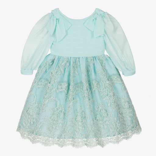Patachou-Green Chiffon & Lace Dress  | Childrensalon Outlet