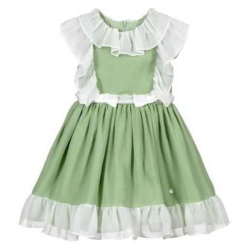 Patachou-Green & Ivory Chiffon Dress | Childrensalon Outlet