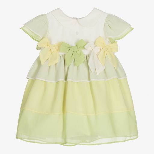 Patachou-Green & Yellow Chiffon Dress | Childrensalon Outlet