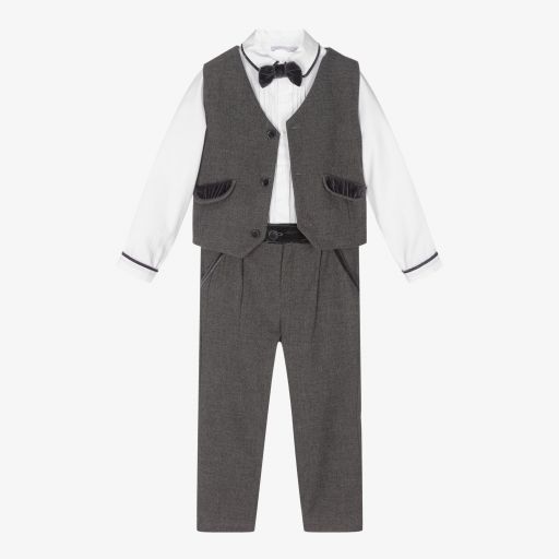 Patachou-Grey 3 Piece Waistcoat Suit | Childrensalon Outlet