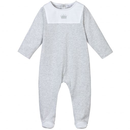 Patachou-Grey Marl Cotton Babygrow | Childrensalon Outlet