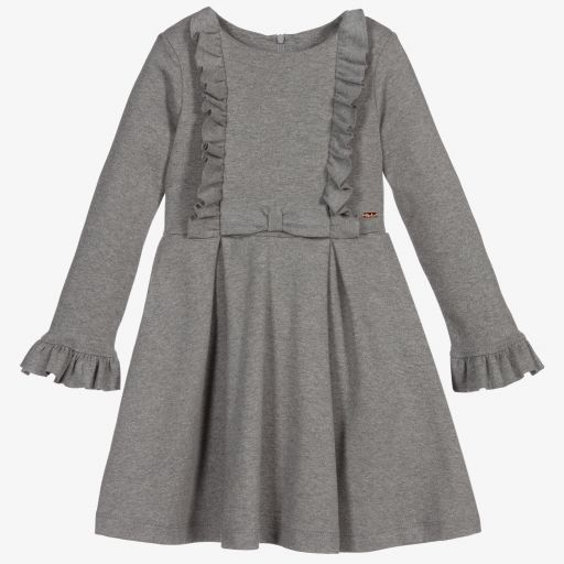 Patachou-Grey Ruffle Jersey Dress | Childrensalon Outlet
