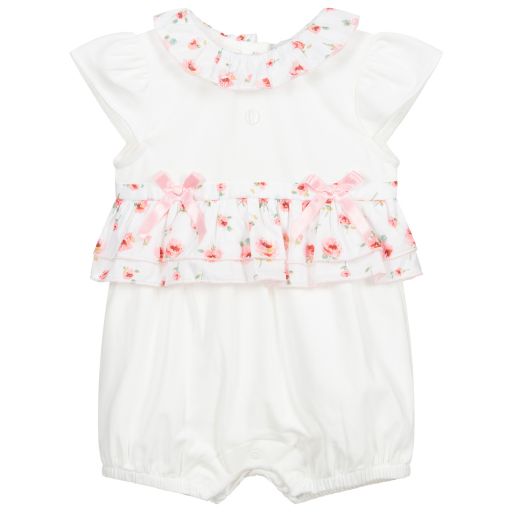 Patachou-Ivory Floral Baby Shortie | Childrensalon Outlet