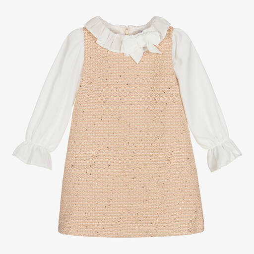 Patachou-Ivory & Pink Tweed Dress | Childrensalon Outlet