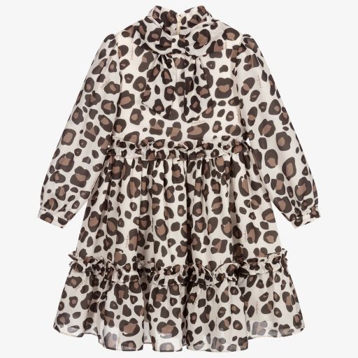 Patachou-Leopard Print Chiffon Dress | Childrensalon Outlet