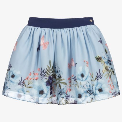 Patachou-Pale Blue Butterfly Skirt | Childrensalon Outlet