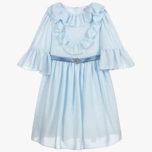 Patachou-Голубое шифоновое платье с оборками | Childrensalon Outlet