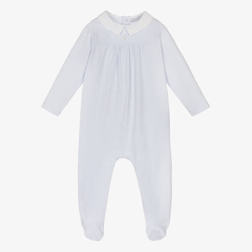 Patachou-Pale Blue Cotton Babygrow | Childrensalon Outlet