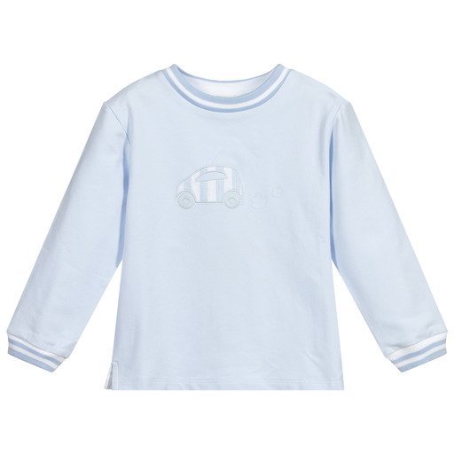 Patachou-Pale Blue Cotton Sweatshirt | Childrensalon Outlet