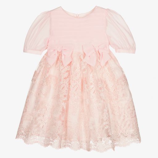 Patachou-Pink Chiffon & Lace Dress  | Childrensalon Outlet