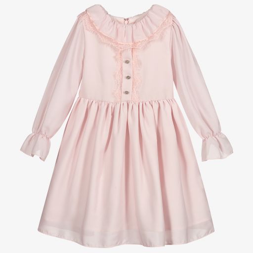 Patachou-Pink Chiffon & Lace Trim Dress | Childrensalon Outlet
