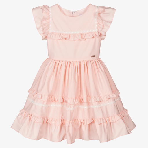 Patachou-Розовое хлопковое платье с рюшами | Childrensalon Outlet